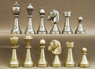 Metal and Bronze Staunton Chess Pieces   3 Inch King Toys