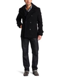 Kenneth Cole Mens Peacoat with Sweater Collar Clothing