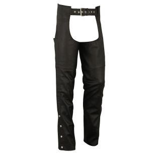 FMC Mens Big and Tall Classic Black Leather Chaps