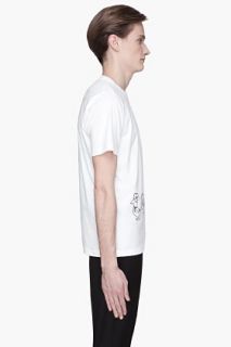 Marni White And Black Scratchy Bird T shirt for men