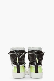 Raf Simons White & Green Patent Leather Astronaut Pocket Sneakers for men