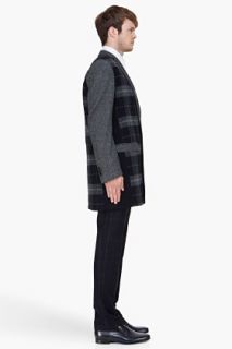 Edun Charcoal Mixed Wool Plaid Coat for men