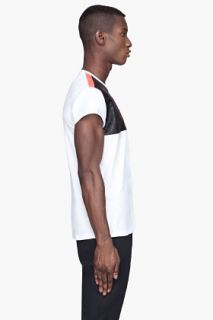 Mugler White Colorblocked Basketweave T shirt for men