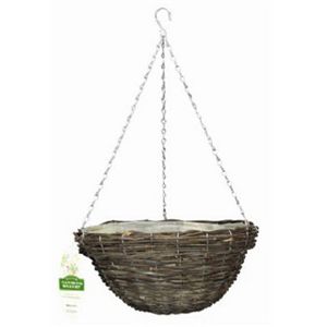 Gardman R447 14" Black Rattan Hanging Basket