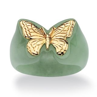 Angelina DAndrea 14k Gold Green Jade Butterfly Ring MSRP $203.00