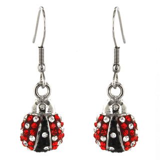 Stainless Steel Ladybug with Crystals Earrings