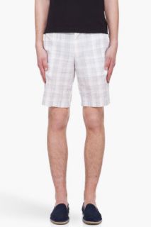 J. Lindeberg Beige & Grey Plaid Shawn Shorts for men