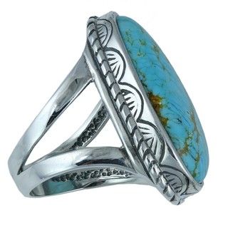 Southwest Moon Sterling Silver #8 Turquoise Freeform Ring