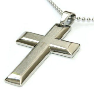 Mens Stainless Steel Necklace 2.5 inch Large Cross