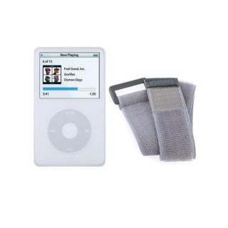 Eforcity Clear White Silicone Skin Case with Armband for iPod Video