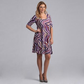24/7 Comfort Apparel Womens Plus Size Abstract Print Dress