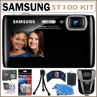 Samsung ST100 14.2MP DualView Black Digital Camera with 4GB Kit
