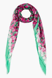 Marc Jacobs Mint And Fuchsia Carnation Scarf for women