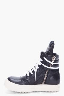 Rick Owens Black Leather Geobasket Sneakers for women
