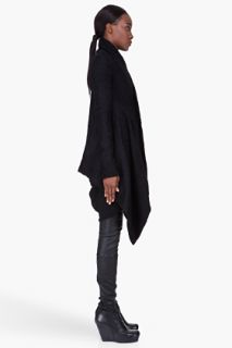 Rick Owens Black Mohair Oblique Coat for women