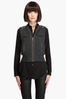 Juicy Couture Slouchy Studded Shoulder Motorcycle Vest  for women