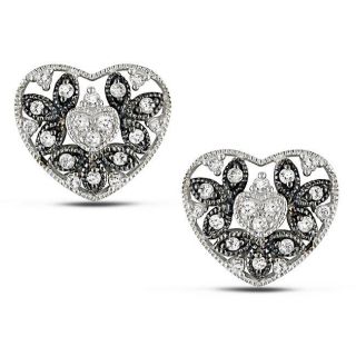 Miadora 10k Gold 1/3ct TDW Blue and White Diamond Heart Earrings (H I