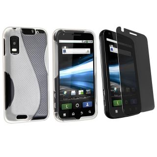 Frost White TPU Case/ Privacy Filter for Motorola Atrix 4G MB860