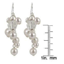 Roman Silvertone Cream Faux Pearl Cluster Dangle Earrings