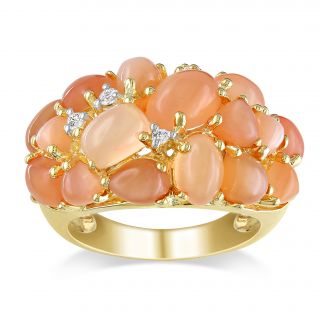 Miadora Yellow plated Silver Orange Moonstone and Diamond Accent Ring
