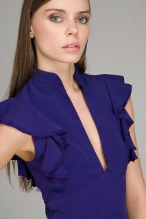 Black Halo  Keyhole Ruffle Sleeve Purple Sheath Dress for women