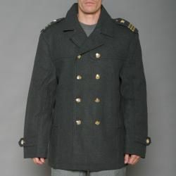 Imperious Mens Charcoal Grey Wool blend Double breasted Military