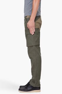 White Mountaineering Olive Sulphur Dyed Cargo Pants for men