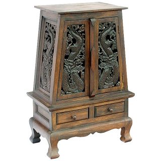 Carved Thai Dragons Storage Cabinet/ End Table