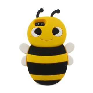 3D Cute Bee Silicone Case For Iphone 5 IB206D   Yellow + Free Screen