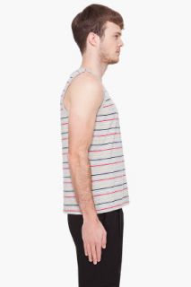 Surface To Air Grey Classic Striped Tank Top for men