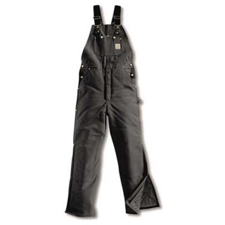 Carhartt R03 BLK 40 28 Bib Overalls, Black, Size 40x28 In