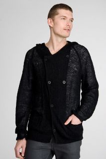 Endovanera  Cloaked Black Knitted Hoodie for men