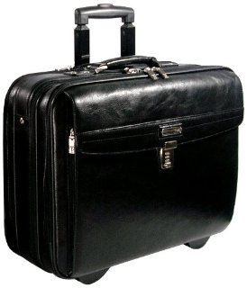 LE Sands Black Executive Genuine Leather Travel Rolling