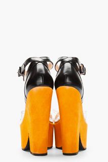 CARVEN Orange Suede Bicolored Platform Heels for women
