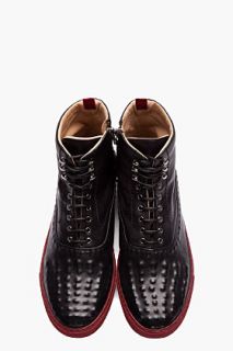 Alexander McQueen Black Hand embossed Leather Sneakers for men