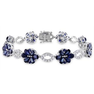 Miadora 14k White Gold Sapphire and 1 1/4ct TDW Diamond Bracelet (H I