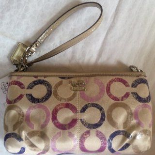COACH Madison Graphic OP Art Large Wristlet in Violet / Multi Converts