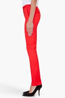 T By Alexander Wang Red Stretch Twill Trousers for women