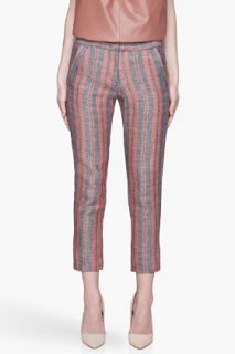 See by Chloé Orange And Blue Twill Cropped Linen Trousers for women