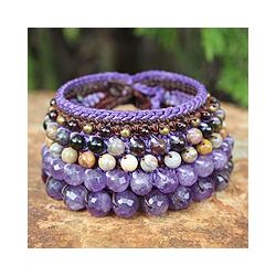 Handcrafted Multi gemstone Bangkok Violet Bracelet (Thailand) Today