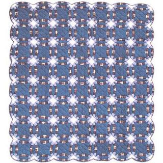 Blue Double Wedding Ring King size Quilt