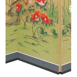 Wood and Silk 6 foot Birds and Flowers Screen (China)