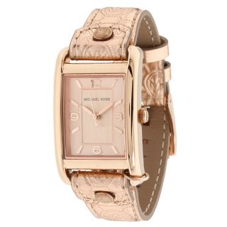 Michael Kors Womens Embossed Leather Strap Watch