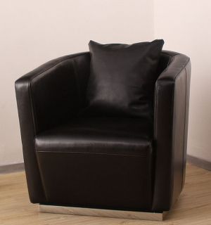 Tovano Swivel Black Leather Chair with Cushion