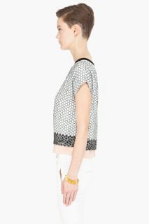 Diane Von Furstenberg White Raechel Honeycomb Sequin T shirt for women