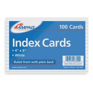 Ampad 23 302C Index Cards, Ruled, 4 x 6In.PK100