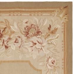 Hand knotted French Aubusson Taupe Wool Rug (4 x 6)