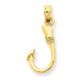 14k Gold Fish Hook Pendant Jewelry
