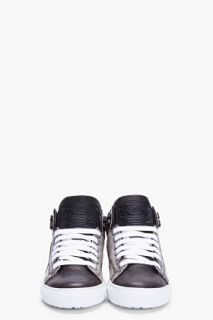 Dsquared2 Charcoal Leather Wings Sneakers for men