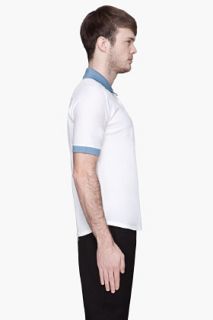 SLVR White Blue trimmed Raglan Polo for men